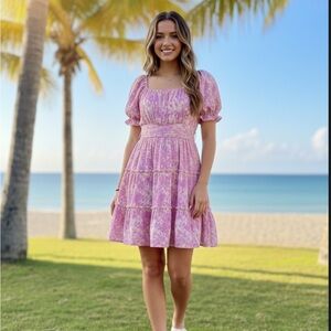 Trixxi Pink and White Floral junior Dress